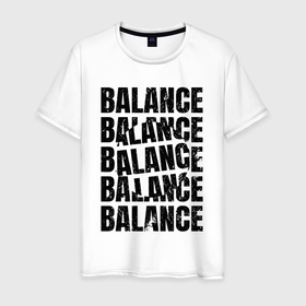 Мужская футболка хлопок с принтом Balance надпись с кругом , 100% хлопок | прямой крой, круглый вырез горловины, длина до линии бедер, слегка спущенное плечо. | 