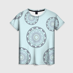 Женская футболка 3D с принтом Круговой орнамент в Кировске, 100% полиэфир ( синтетическое хлопкоподобное полотно) | прямой крой, круглый вырез горловины, длина до линии бедер | 