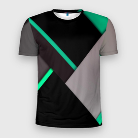 Мужская футболка 3D Slim с принтом Спортивная геометрия линии в Екатеринбурге, 100% полиэстер с улучшенными характеристиками | приталенный силуэт, круглая горловина, широкие плечи, сужается к линии бедра | 