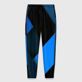 Мужские брюки 3D с принтом Геометрия синие полосы в Екатеринбурге, 100% полиэстер | манжеты по низу, эластичный пояс регулируется шнурком, по бокам два кармана без застежек, внутренняя часть кармана из мелкой сетки | 