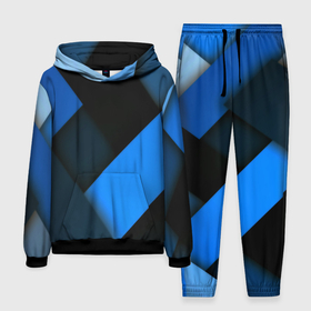 Мужской костюм с толстовкой 3D с принтом Геометрия синие полосы в Ухте,  |  | Тематика изображения на принте: 