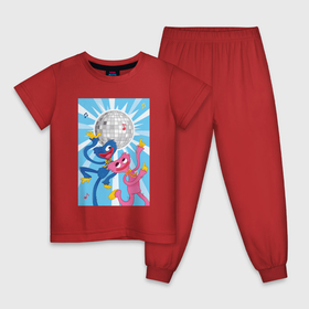 Детская пижама хлопок с принтом Хагги Вагги и Кисси Мисси на диско в Новосибирске, 100% хлопок |  брюки и футболка прямого кроя, без карманов, на брюках мягкая резинка на поясе и по низу штанин
 | 