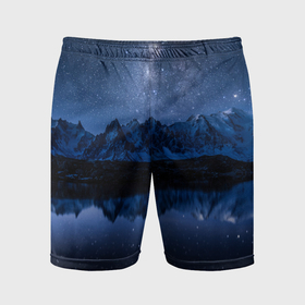 Мужские шорты спортивные с принтом Ночные горы ночью ,  |  | 