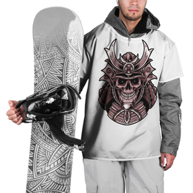 Накидка на куртку 3D с принтом Череп самурая с доспехами в Курске, 100% полиэстер |  | 