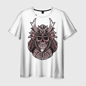 Мужская футболка 3D с принтом Череп самурая с доспехами в Кировске, 100% полиэфир | прямой крой, круглый вырез горловины, длина до линии бедер | Тематика изображения на принте: 