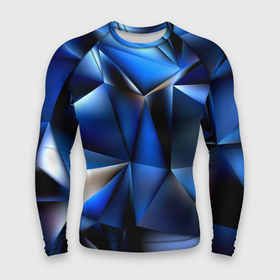 Мужской рашгард 3D с принтом Polygon blue abstract в Новосибирске,  |  | Тематика изображения на принте: 