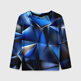 Детский лонгслив 3D с принтом Polygon blue abstract в Кировске, 100% полиэстер | длинные рукава, круглый вырез горловины, полуприлегающий силуэт
 | 