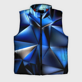 Мужской жилет утепленный 3D с принтом Polygon blue abstract в Санкт-Петербурге,  |  | Тематика изображения на принте: 