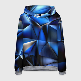 Мужская толстовка 3D с принтом Polygon blue abstract в Екатеринбурге, 100% полиэстер | двухслойный капюшон со шнурком для регулировки, мягкие манжеты на рукавах и по низу толстовки, спереди карман-кенгуру с мягким внутренним слоем. | 