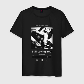 Мужская футболка хлопок с принтом Scorpions Still Loving You плеер в Екатеринбурге, 100% хлопок | прямой крой, круглый вырез горловины, длина до линии бедер, слегка спущенное плечо. | Тематика изображения на принте: 