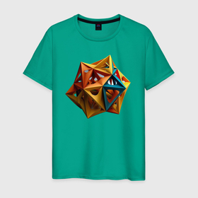Мужская футболка хлопок с принтом Геометрический многоугольник в Екатеринбурге, 100% хлопок | прямой крой, круглый вырез горловины, длина до линии бедер, слегка спущенное плечо. | 