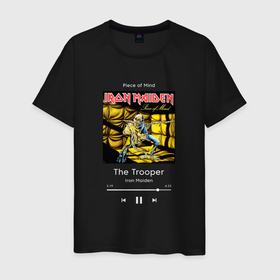 Мужская футболка хлопок с принтом Iron Maiden The Trooper плеер в Санкт-Петербурге, 100% хлопок | прямой крой, круглый вырез горловины, длина до линии бедер, слегка спущенное плечо. | 