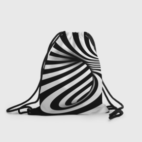 Рюкзак-мешок 3D с принтом Оптические иллюзии зебра , 100% полиэстер | плотность ткани — 200 г/м2, размер — 35 х 45 см; лямки — толстые шнурки, застежка на шнуровке, без карманов и подкладки | Тематика изображения на принте: 