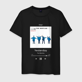 Мужская футболка хлопок с принтом The Beatles Yesterday плеер в Петрозаводске, 100% хлопок | прямой крой, круглый вырез горловины, длина до линии бедер, слегка спущенное плечо. | 