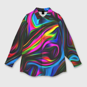 Мужская рубашка oversize 3D с принтом Неон кистью краски в Санкт-Петербурге,  |  | Тематика изображения на принте: 