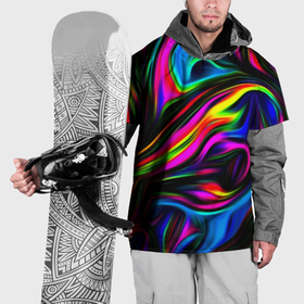 Накидка на куртку 3D с принтом Неон кистью краски в Курске, 100% полиэстер |  | Тематика изображения на принте: 