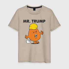 Мужская футболка хлопок с принтом Мистер Дональд Трамп в Белгороде, 100% хлопок | прямой крой, круглый вырез горловины, длина до линии бедер, слегка спущенное плечо. | Тематика изображения на принте: 