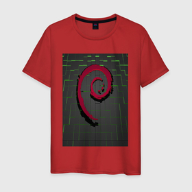 Мужская футболка хлопок с принтом Debian Linux , 100% хлопок | прямой крой, круглый вырез горловины, длина до линии бедер, слегка спущенное плечо. | Тематика изображения на принте: 
