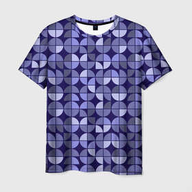 Мужская футболка 3D с принтом Фиолетовая геометрия Ретро паттерн в Курске, 100% полиэфир | прямой крой, круглый вырез горловины, длина до линии бедер | Тематика изображения на принте: 