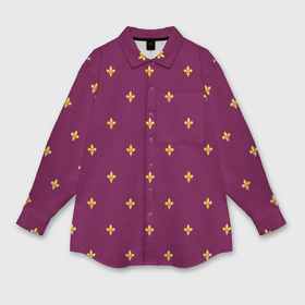 Мужская рубашка oversize 3D с принтом Геральдическая лилия на пурпурном фоне в Петрозаводске,  |  | 