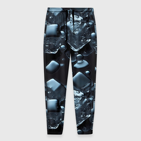 Мужские брюки 3D с принтом Объемные кубики льда в Петрозаводске, 100% полиэстер | манжеты по низу, эластичный пояс регулируется шнурком, по бокам два кармана без застежек, внутренняя часть кармана из мелкой сетки | 