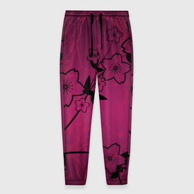 Мужские брюки 3D с принтом Pink Flower в Кировске, 100% полиэстер | манжеты по низу, эластичный пояс регулируется шнурком, по бокам два кармана без застежек, внутренняя часть кармана из мелкой сетки | 