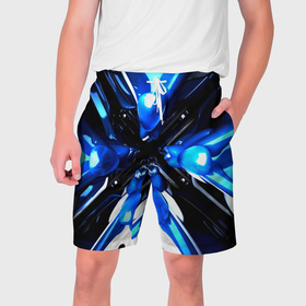 Мужские шорты 3D с принтом Digital abstract fractal в Кировске,  полиэстер 100% | прямой крой, два кармана без застежек по бокам. Мягкая трикотажная резинка на поясе, внутри которой широкие завязки. Длина чуть выше колен | 
