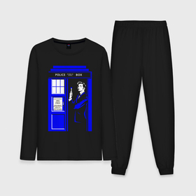 Мужская пижама с лонгсливом хлопок с принтом Доктор Кто у двери Тардис в Тюмени,  |  | 