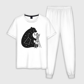 Мужская пижама хлопок с принтом Космонавт и малая медведица в Курске, 100% хлопок | брюки и футболка прямого кроя, без карманов, на брюках мягкая резинка на поясе и по низу штанин
 | 
