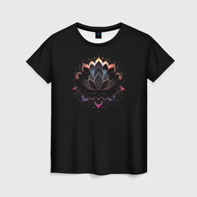 Женская футболка 3D с принтом Узорный цветок , 100% полиэфир ( синтетическое хлопкоподобное полотно) | прямой крой, круглый вырез горловины, длина до линии бедер | 