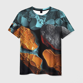 Мужская футболка 3D с принтом Цветные камни в Белгороде, 100% полиэфир | прямой крой, круглый вырез горловины, длина до линии бедер | 