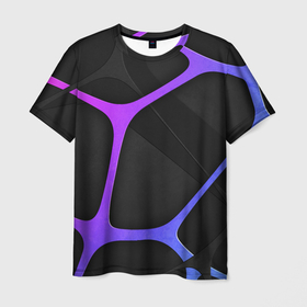 Мужская футболка 3D с принтом Яркие ячейки , 100% полиэфир | прямой крой, круглый вырез горловины, длина до линии бедер | 