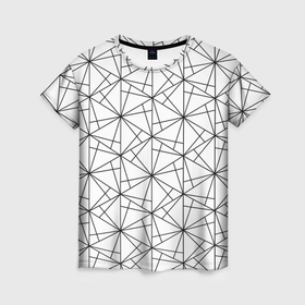 Женская футболка 3D с принтом Чёрно белый геометрический треугольный узор , 100% полиэфир ( синтетическое хлопкоподобное полотно) | прямой крой, круглый вырез горловины, длина до линии бедер | 