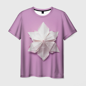 Мужская футболка 3D с принтом Цветок оригами в Курске, 100% полиэфир | прямой крой, круглый вырез горловины, длина до линии бедер | 