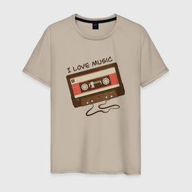Мужская футболка хлопок с принтом Я люблю музыку в Тюмени, 100% хлопок | прямой крой, круглый вырез горловины, длина до линии бедер, слегка спущенное плечо. | Тематика изображения на принте: 
