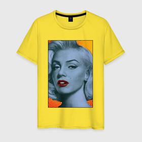 Мужская футболка хлопок с принтом Тонированный портрет Мэрилин Монро в Курске, 100% хлопок | прямой крой, круглый вырез горловины, длина до линии бедер, слегка спущенное плечо. | 