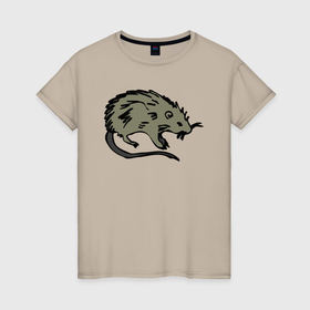 Женская футболка хлопок с принтом Мохнатая крыска в Кировске, 100% хлопок | прямой крой, круглый вырез горловины, длина до линии бедер, слегка спущенное плечо | 