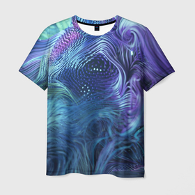 Мужская футболка 3D с принтом Водяные волокна в Курске, 100% полиэфир | прямой крой, круглый вырез горловины, длина до линии бедер | 