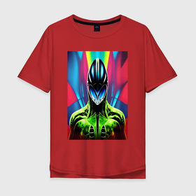 Мужская футболка хлопок Oversize с принтом Alien   neural network   neon в Курске, 100% хлопок | свободный крой, круглый ворот, “спинка” длиннее передней части | 