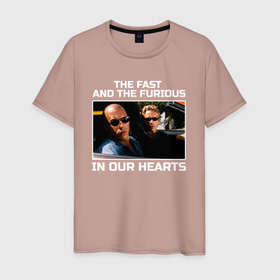 Мужская футболка хлопок с принтом Форсаж в наших сердцах , 100% хлопок | прямой крой, круглый вырез горловины, длина до линии бедер, слегка спущенное плечо. | 