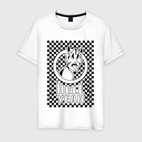 Мужская футболка хлопок с принтом Hell yeah в Санкт-Петербурге, 100% хлопок | прямой крой, круглый вырез горловины, длина до линии бедер, слегка спущенное плечо. | Тематика изображения на принте: 