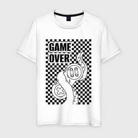 Мужская футболка хлопок с принтом Game over и щупальце в Белгороде, 100% хлопок | прямой крой, круглый вырез горловины, длина до линии бедер, слегка спущенное плечо. | 