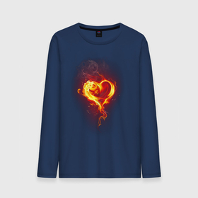 Мужской лонгслив хлопок с принтом Пылающее сердце огненный символ в Белгороде, 100% хлопок |  | 