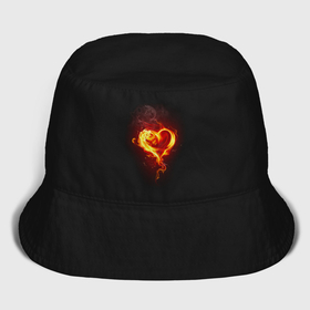 Мужская панама хлопок с принтом Пылающее сердце огненный символ в Кировске,  |  | 
