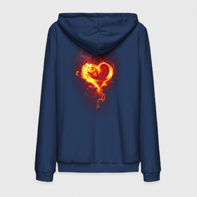 Мужская толстовка на молнии хлопок с принтом Пылающее сердце огненный символ в Кировске,  |  | 