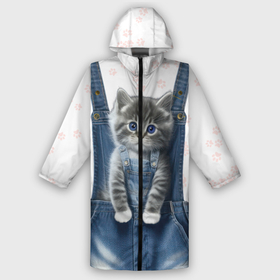 Женский дождевик 3D с принтом Котёнок в кармане джинс в Петрозаводске,  |  | 