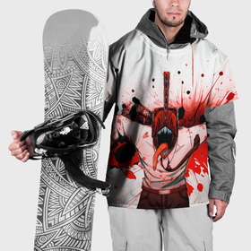 Накидка на куртку 3D с принтом Человек Бензопила: Денжи в Курске, 100% полиэстер |  | Тематика изображения на принте: 