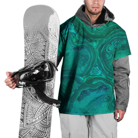 Накидка на куртку 3D с принтом Абстракция, сине зеленая текстура малахита в Новосибирске, 100% полиэстер |  | Тематика изображения на принте: 