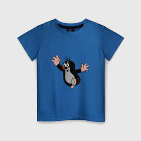 Детская футболка хлопок с принтом Чешский крот из мультика в Курске, 100% хлопок | круглый вырез горловины, полуприлегающий силуэт, длина до линии бедер | 