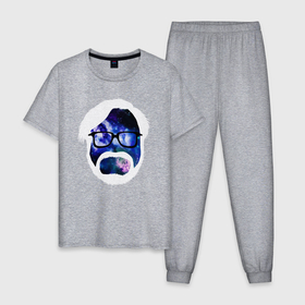 Мужская пижама хлопок с принтом Космический Миядзаки , 100% хлопок | брюки и футболка прямого кроя, без карманов, на брюках мягкая резинка на поясе и по низу штанин
 | 